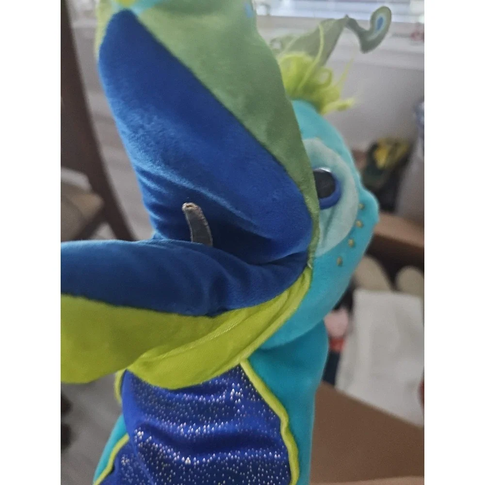 Manhattan Toy Peacock Hand Puppet Plush Blue Sparkle Stuffed Bird Toy 143450GC‎